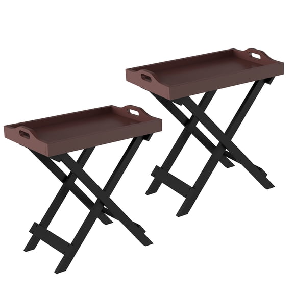 Folding TV Tray Table With Removable Cherry Tray Top, 22 Inch