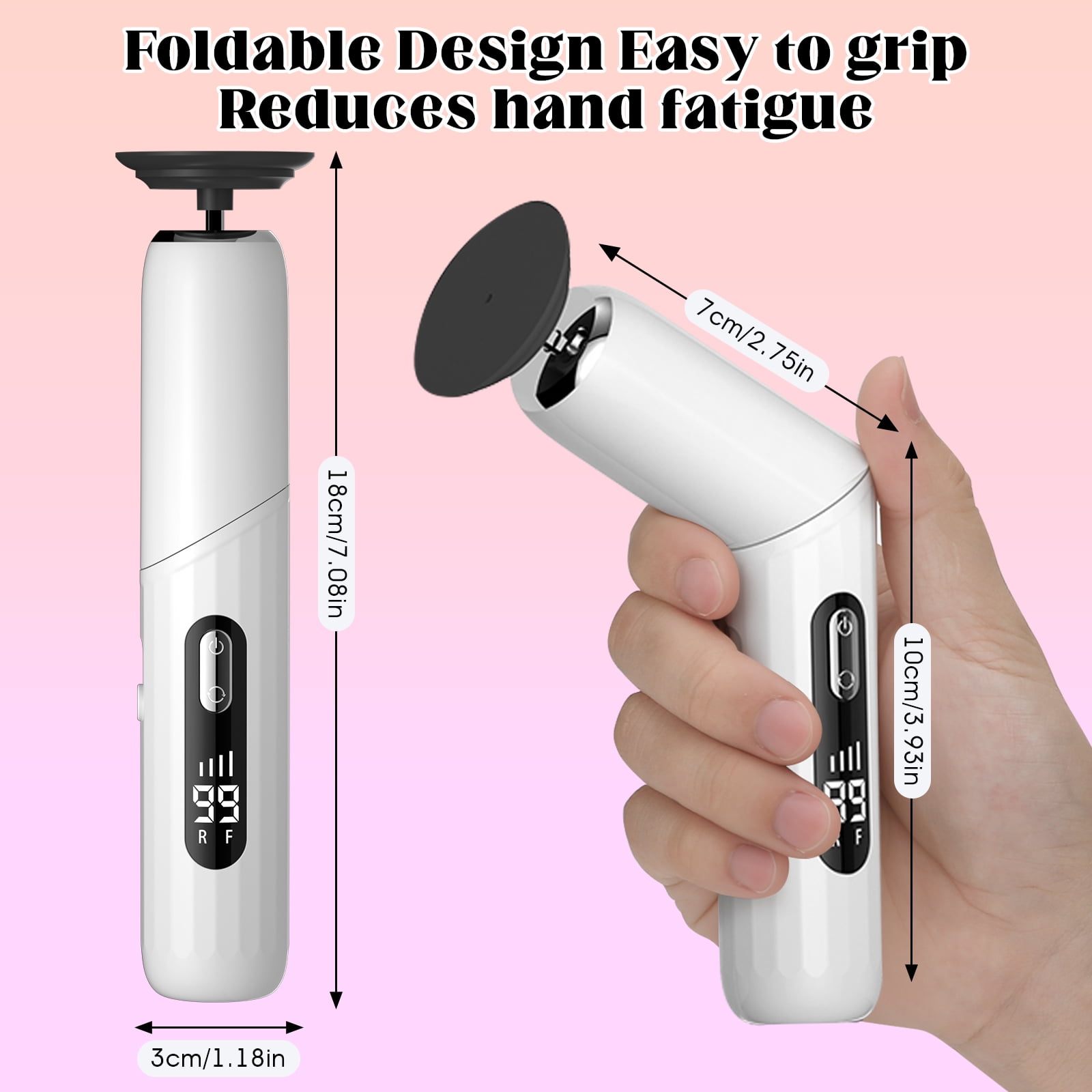 2 In 1 Electric Foot Grinder with Replacement Head Portable Feet File Pedicure Tool Foot Scrubber Callus Dead Skin Remover with Sandpaper Disk Nail Drill Bits