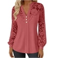 thumbnail image 3 of TaTaai Womens V Neck Solid Color Long Sleeve Tops Trim Detail Loose Casual Soft Blouse Breathable Elegant Shirt For Spring Summer Daily Vacation Outfits Gift, 3 of 9
