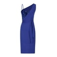 thumbnail image 3 of QUYUON Womens Bodycon Dress with Belted Summer Sleeveless One Shoulder Sequins Dress Side Split Night Out Club Party Pencil Dress for Evening Party Cocktail Short Dresses Blue L, 3 of 6