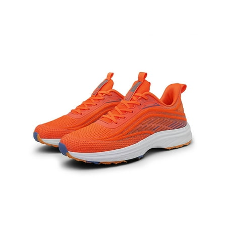 

Wazshop Womens Running Shoes Lace Up Walking Shoe Fitness Workout Sneakers Lightweight Sport Athletic Sneaker Mens Trainers Shock Absorption Non-Slip Orange 7.5