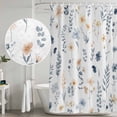 thumbnail image 4 of Polyester Fabric Blue Yellow Spring Floral Shower Curtain, Watercolor Botanical Flowers Waterproof Bathtub Curtain Bathroom Decor Set with Hooks 66 x 72 Inches, 4 of 6