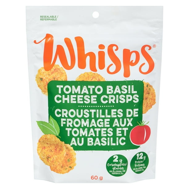 Whisps Tomato Basil Cheese Crisps, A tasty snack made from 100 cheese