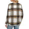 thumbnail image 5 of Nokdvo Sweatshirts Womens Trendy Plaid Round Neck Pullover Long Sleeve Casual Loose Fitting T Shirts,Khaki 2XL, 5 of 5