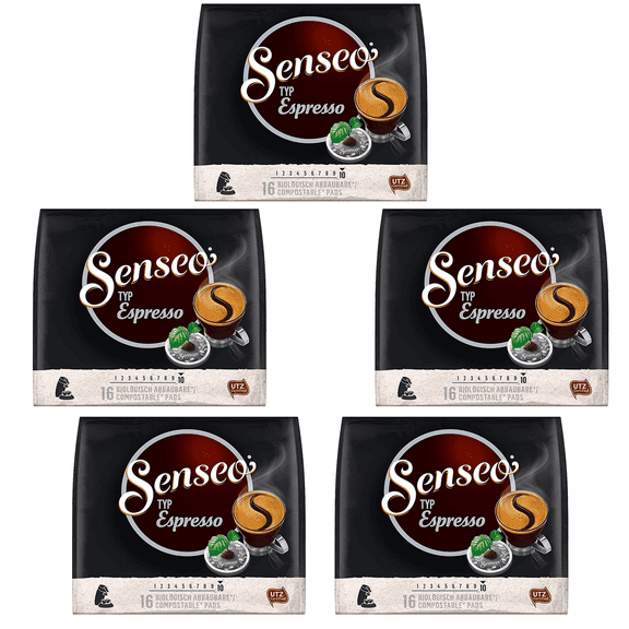 Senseo Coffee Pods Espresso, 80 Pods, 16Count Pods (Pack Of 5) for Coffee Makers, Hot Coffee, Cold Brew Coffee, Espresso, 80Count, 4051963