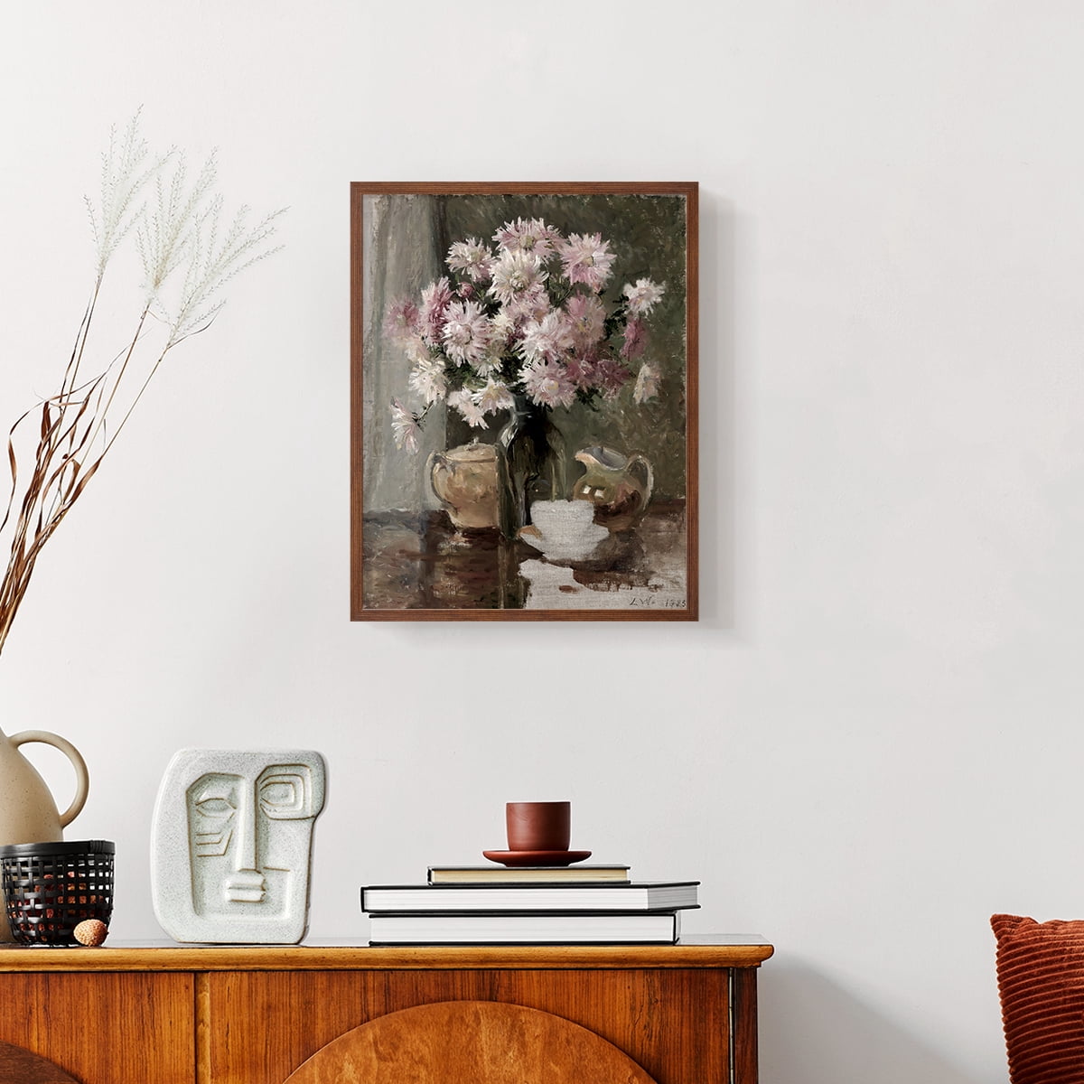 Vintage Floral Print CV - 10in. x 8in. Vintage Framed Print in Walnut Wood Frame