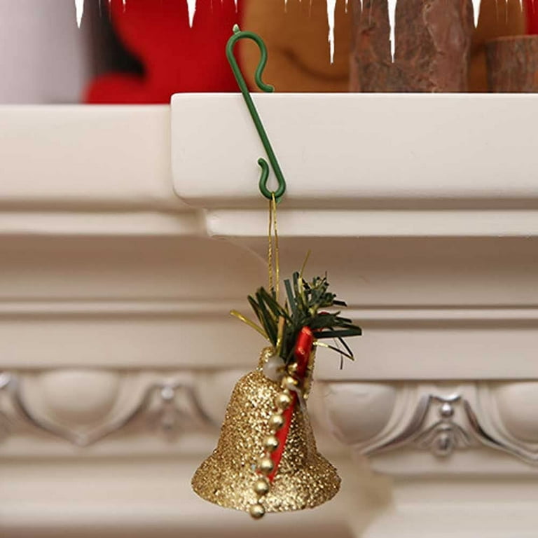 60pcs Mini Ornament Hooks Multi-purpose Metal S Shape Hooks Christmas  Ornament Hangers Tree Holder Decoration (green) 
