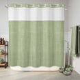 thumbnail image 6 of No Hook Shower Curtain, Vintage Sage Green Shower Curtains for Bathroom with See Through Top Window, Farmhouse Retro Beige Solid Color Waterproof & Washable Bath Curtain 66"x72", 6 of 9