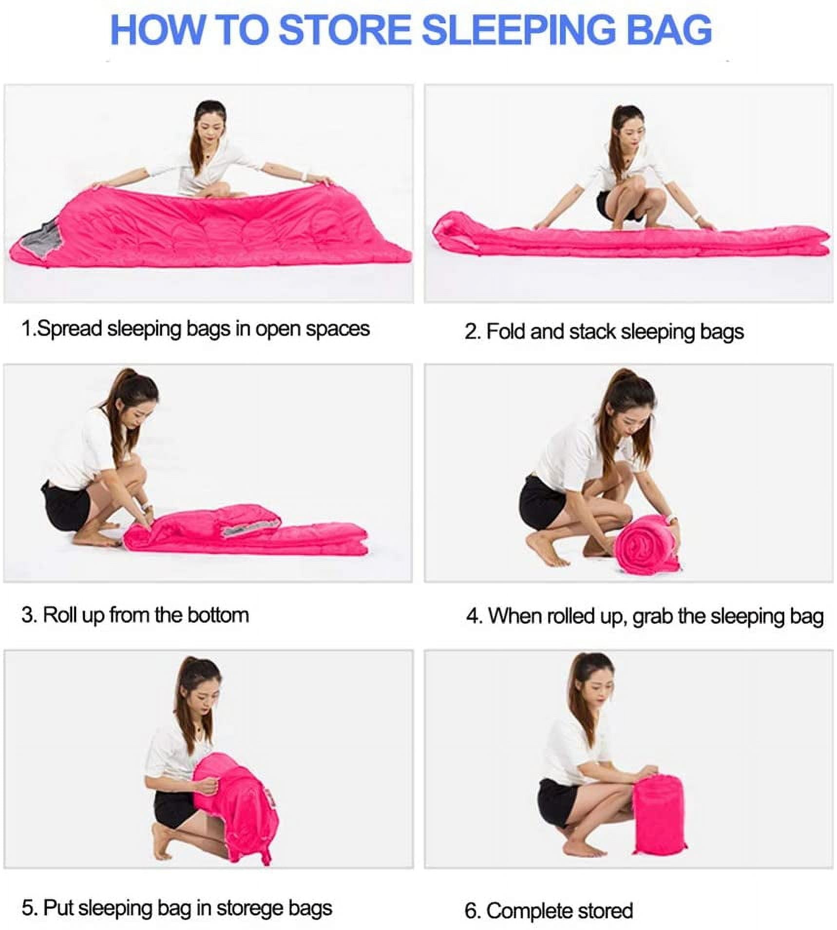 Ozmatip Sleeping Bag, Lightweight Summer Weather Sleep Bags for Kids Adults Girls Women, Microfiber Filled 15-25 Degree for Backpacking/Hiking/Camping/Mountaineering with Compression Sack