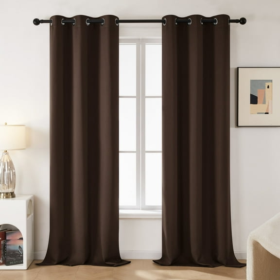 Deconovo Thermal Insulated Solid Blackout Window Curtains for Living Room (Chocolate, 42" x 84", 2 Panels)