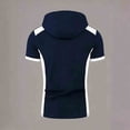 thumbnail image 4 of Men's Shirts, Men Shirts Short Sleeve Blouse Muscle Hoodie Workout T Shirts Casual Loose Going Out Streetwear Tee Navy L, 4 of 7