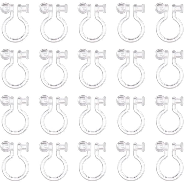 100 piezas de 4 estilos de componentes de aretes de resina, convertidor de aretes de clip transparente, accesorios de aretes de clip para hacer aretes sin perforar.