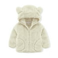 thumbnail image 2 of CAICJ98 Boys Girls Fleece Jacket Sherpa Flannel Fuzzy Zip Up Bear Ears Hooded Toddler Winter Coat Warm Kids Thermal Wool Thermal Sweaters (White,4-5 Years), 2 of 6