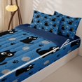 thumbnail image 2 of Manfei Cartoon Cat Zipper Full Size Comforter Sets with Fitted Sheet and 2 Pillowcases, Kitten Paw Print Zipper Bedding Set, Deep Blue, Blue Reversible, 4 Pieces, 2 of 7