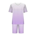 thumbnail image 4 of Womens Pajamas Two Piece Plus Size Lounge Sets Gradient Oversized Tshirt Slim Shorts Sleepwear Pjs Weekend Light Purple, 3XL, 4 of 5