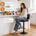 thumbnail image 5 of FIRAVOE Bar Stools Set of 2 with Back, Ergonomic Curved Swivel Bar Stools, Adjustable Faux Leather Bar Stools 25"-34", Modern Bar Height Barstools Bar Chairs for Kitchen Island, Black, 5 of 10