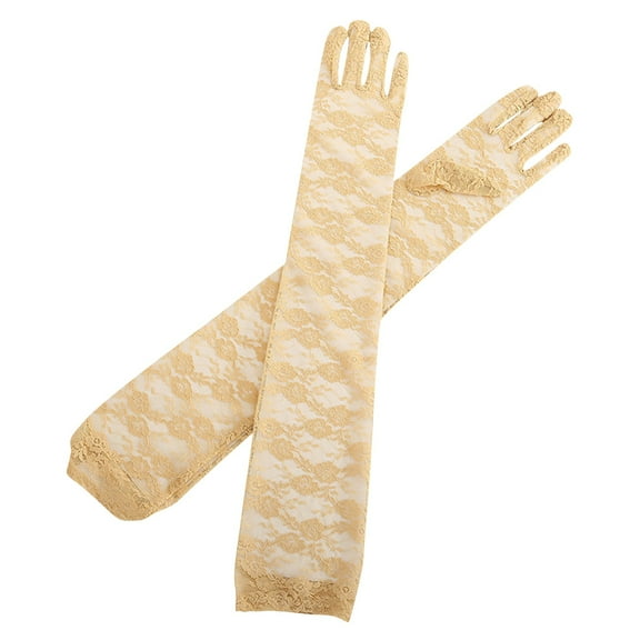 ibuvkizy Lace Gloves Women,Longer Length Lace Five-Finger Gloves for Women - Lightweight Spring/Fall Summer Driving Cycling Sun Protection Arm Sleeves Breathable,Gifts for Women