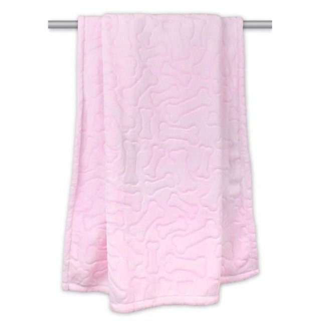 Design Imports CAMZ33211 Pink Embossed Bone Print Pet Blanket