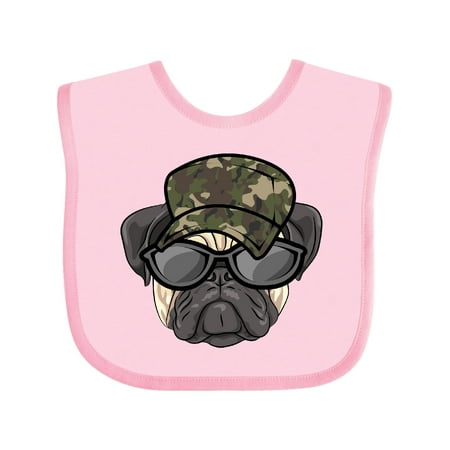 

Inktastic Pug Dog Funny Camo Military Hat Gift Baby Boy or Baby Girl Bib