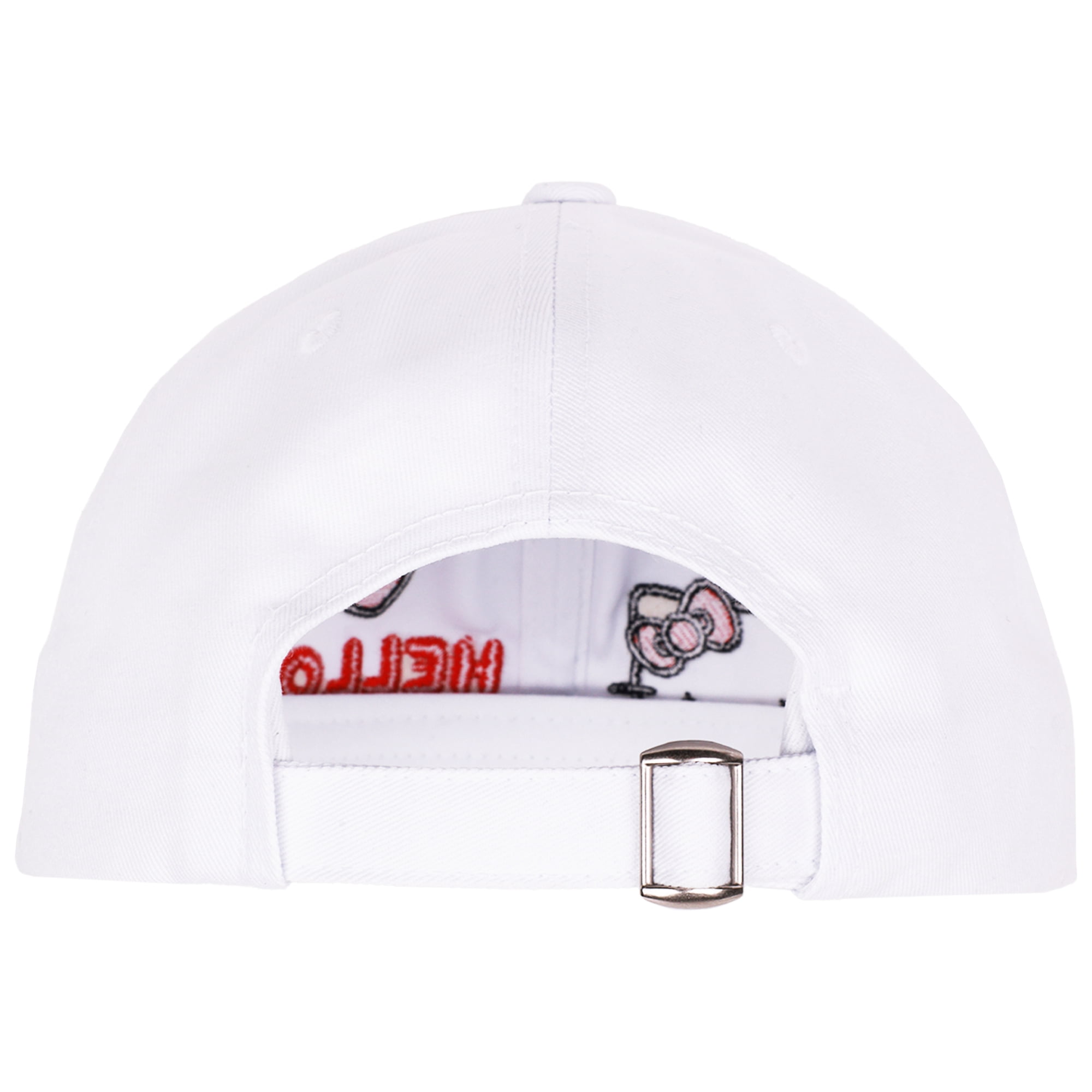 Hello Kitty Baseball Cap, Women's Dad Hat with Flat Brim and Faux Fur Patch, White, One Size