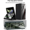 thumbnail image 2 of case for Galaxy Z Fold 5 Case with Kickstand - Luxury Fold Plating Glass Crystal Hybrid Leather All-Inclusive Cover with Hinge Protection for Samsung Galaxy Z Fold 5 Case, Mechanical Style, 2 of 9