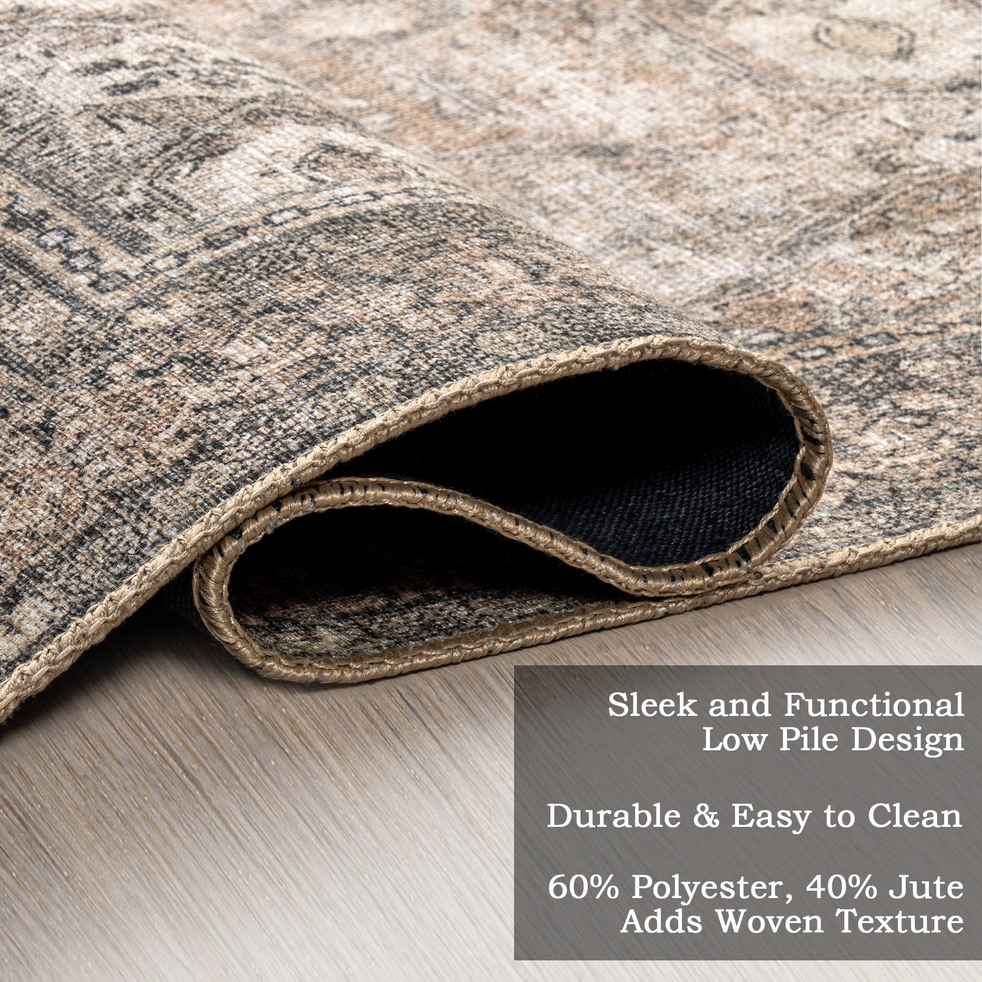 Nuloom Hillstone Collection Traditional Vintage Medallion Area Rug, 5' x 8', Aether Brown