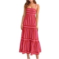 thumbnail image 2 of Neewe Robe d'Été à Bretelles Spaghetti pour Femme, Rayée, Décontractée, Coupe Ample, Bretelles Ajustables, Sans Manches, Maxi, 2 of 8