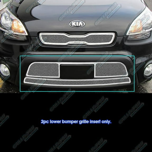 APS Compatible with Kia Soul 2012-2013 Lower Bumper Stainless Steel Chrome Mesh Front Grill Grille Insert K75962T