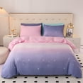 thumbnail image 1 of Pink Heart Duvet Cover Set Bedding Set 3PCS Microfiber Love & Stripe Pattern Reversible Quilt Cover Zipper with 2 Pillow Cases, 1 of 6