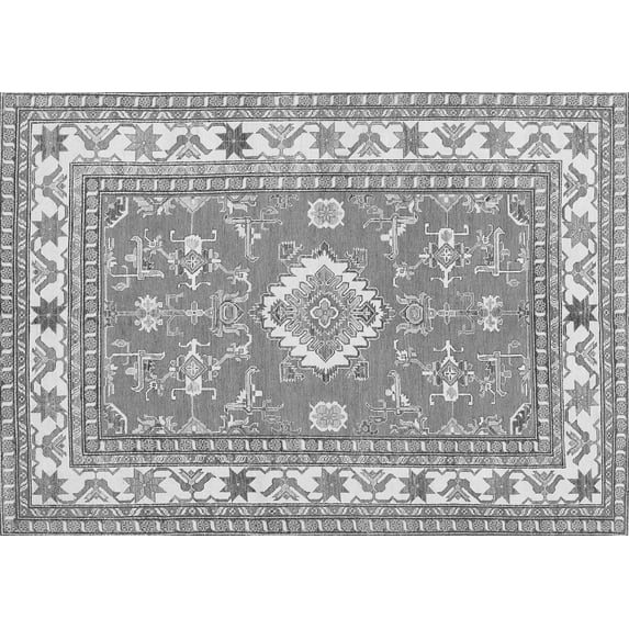 Ahgly Company Indoor Rectangle Geometric Gray Traditional Area Rugs, 8' x 12'
