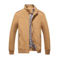 thumbnail image 3 of Rexolia Men’s Zip Front Golf Jacket Lightweight Plaid Lined Slim Fit Casual Outdoor Wind Resistant Khaki 2XL, 3 of 3