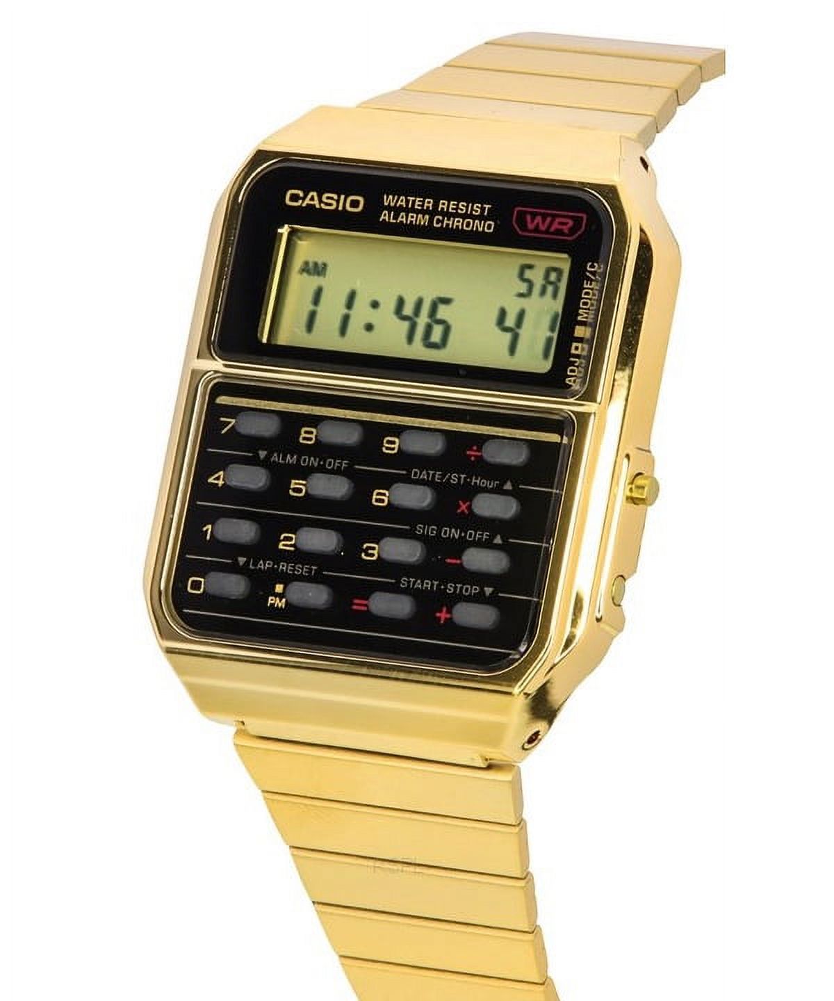 Casio Vintage Digital Calculator Gold Tone Stainless Steel Quartz CA-500WEG-1A Men's Watch