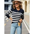 thumbnail image 5 of Women'S Striped Sweaters Casual Crew Neck Long Sleeve Pullover Oversized Cable Knit Loose Jumper Tops Tibet M, 5 of 8
