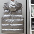 thumbnail image 2 of Men's Shiny Padded Vest Removable Hooded Outdoor Sleeveless Jacket, 2 of 4