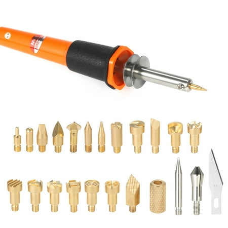 Solder Iron Tip - 30W 24PCS Wood Pyrography Tool Set Wood Burning Kit Woodburning Tips Hobby Craft Soldering Iron Pen Tools for Wood Burning/Carving/Embossing with Assorted Soldering Tips 220-240V