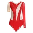 thumbnail image 1 of iiniim Justaucorps de Gymnastique Rythmique pour Femmes Manches Irrégulières Robe de Patinage Artistique Rouge L, 1 of 7