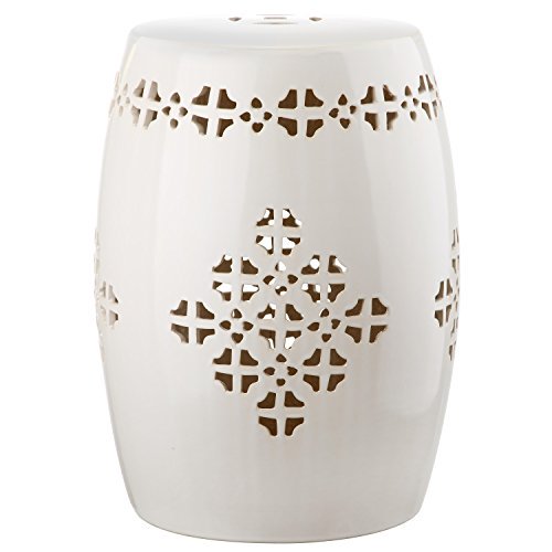 Safavieh Quatrefoil Ceramic Decorative Garden Stool, Cream