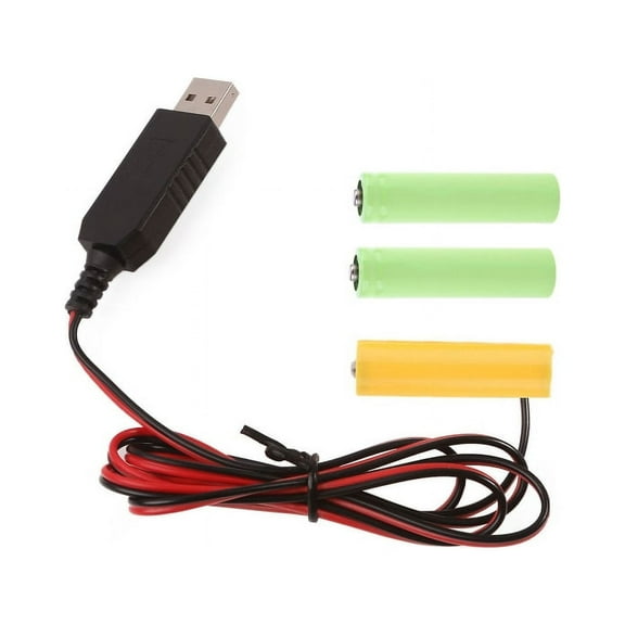 1 Set USB 5V to 4.5V AA Dummy Battery Power Cable Cord Replace 3x 1.5V LR6 AA Batteries Money-saving for LED Light Toy