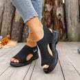 thumbnail image 2 of Rokment Orthopedic Walking Sandals for Women Comfort Lightweight Mesh Slip on Flat Athletic Open Toe Memory Foam Platform Wedge Low Heel Ortho Summer Shoes for Beach Travel Black Size 6.5, 2 of 4