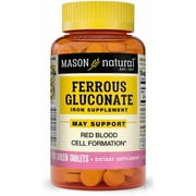 Mason Natural Ferrous Gluconate - Supports Red Blood Cell Formation, Gentle on Stomach Iron Supplement, 100 Tablets
