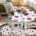 thumbnail image 6 of Independence Day Stars Washable Round Area Rug 5 ft, Red Blue American Flag Stripe Star Patriotic, Soft Non Slip Rugs Stain Repellent Indoor Felt Carpet for Living Dining Room Bedroom Home Office, 6 of 9