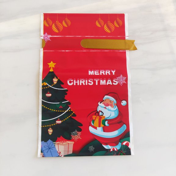 Monebena 50 Pcs Christmas Candy Bags Christmas Drawstring Treat Bags Christmas Goodie Bags Cookie Bags for Christmas Party Bags Supplies 15*23 cm M01