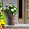 thumbnail image 3 of WORTH 22 inch Urn Planter,Dark Golden Front Door Planters Outdoor Set of 2, Plastic Round Planter, Classic Pedestal Decorative Plant Pots Large Plant Pot Tree Pot, 3 of 7