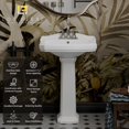thumbnail image 6 of Los Flexi 23"W x 19"D Rectangular White Pedestal Sink with Overflow and 3 Holes for 4-Inch Faucets, Easy Install, 6 of 14