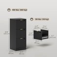 thumbnail image 2 of Lockable 3-Drawer Filing Cabinet with Fluted Fronts and Gold Pulls, Black MDF Mobile File Cabinet with Adjustable Rails for A4 Letter Files, Printer Stand for Home Office, 2 of 7