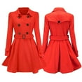 thumbnail image 4 of Lovskoo Women's Trench Coat Lapel Double Breasted Thick A Line Pea Coats Jacket with Pockets Princess Overcoat Red, 4 of 5