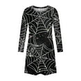 thumbnail image 4 of New Dresses Fall,Brilliant Womens Dresses Clearance Women's Round Neck Printed Halloween Knee Length Dress LooseLong Sleeves Mini Dress, 4 of 5