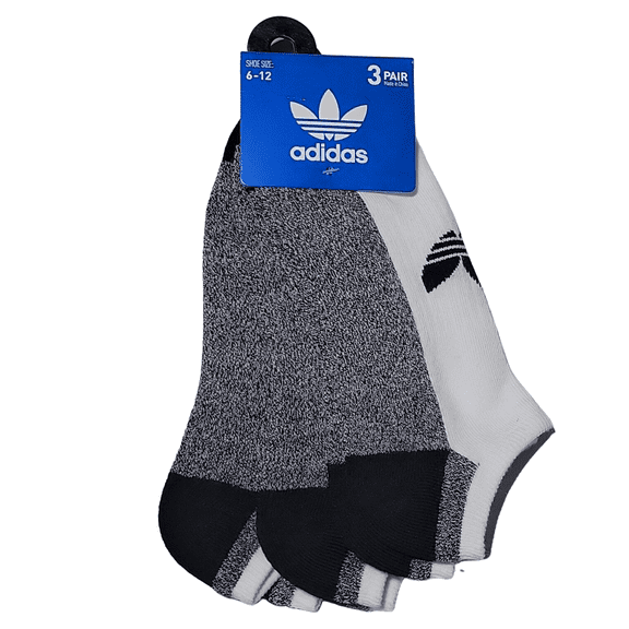 Adidas Mens Socks Large 6-12 White No Show Trefoil 3 Pairs
