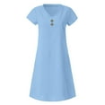 thumbnail image 6 of ClodeEU Women's Summer Dress， V-Neck Short Sleeve Solid Color Short Sleeved Dress Light Blue,Womens Plus XXL, 6 of 7