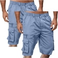thumbnail image 2 of Havenre 2 Pack Cargo Shorts for Men Casual Summer Hiking Pants Elastic Waist Big and Tall Regular Fit Knee Length Multi-Pockets Bermuda Shorts Sky Blue XXL, 2 of 7